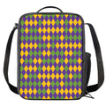 Mardi Gras Harlequin Pattern Print Crossbody Lunch Bag
