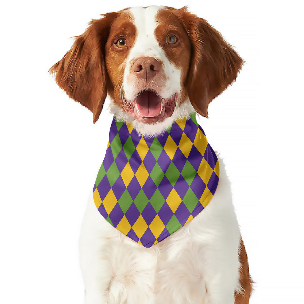 Mardi Gras Harlequin Pattern Print Dog Bandana