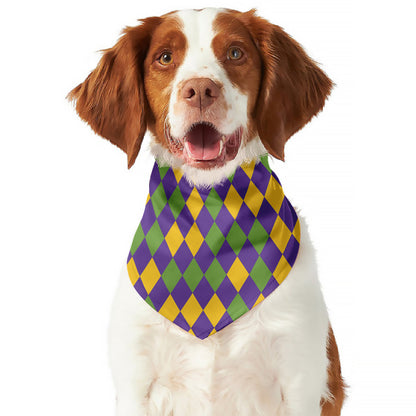 Mardi Gras Harlequin Pattern Print Dog Bandana