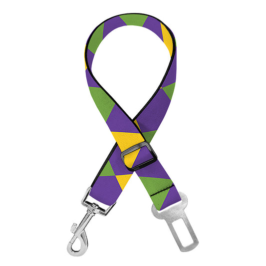Mardi Gras Harlequin Pattern Print Dog Seat Belt