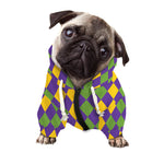 Mardi Gras Harlequin Pattern Print Dog Zip Up Hoodie