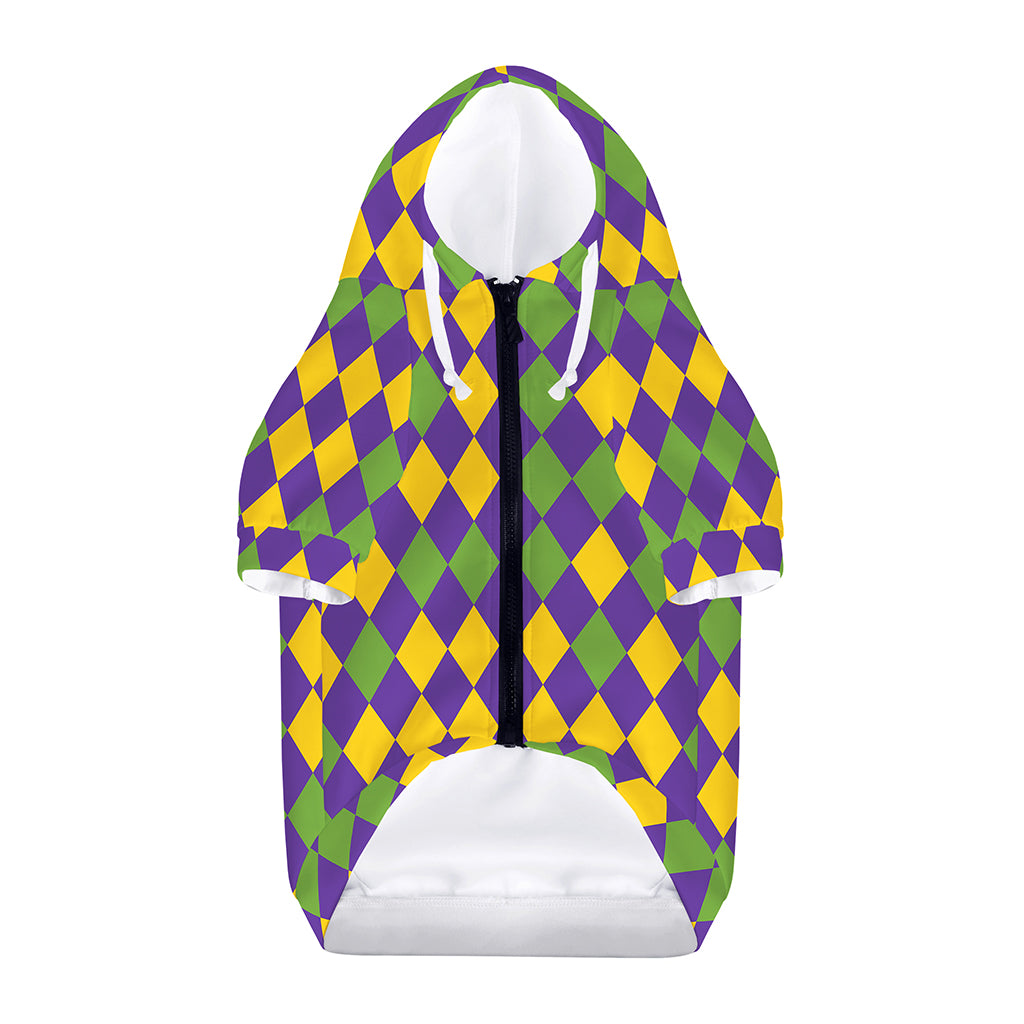 Mardi Gras Harlequin Pattern Print Dog Zip Up Hoodie