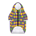 Mardi Gras Harlequin Pattern Print Dog Zip Up Hoodie