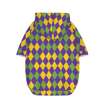 Mardi Gras Harlequin Pattern Print Dog Zip Up Hoodie
