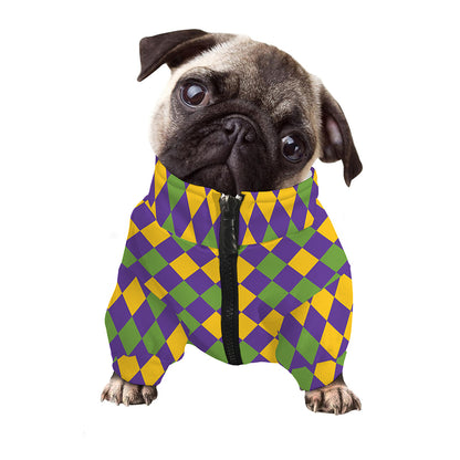Mardi Gras Harlequin Pattern Print Dog Zip Up Jacket