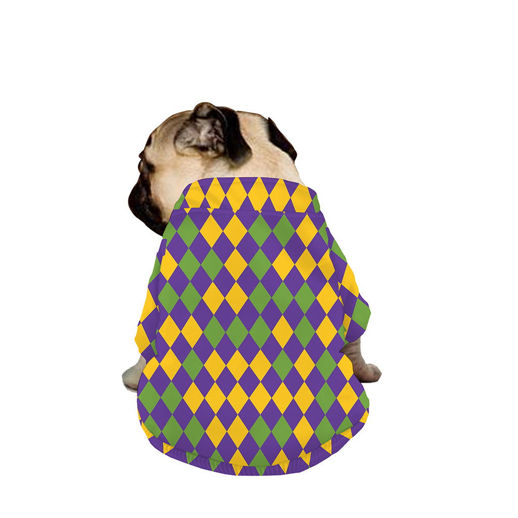 Mardi Gras Harlequin Pattern Print Dog Zip Up Jacket