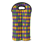 Mardi Gras Harlequin Pattern Print Double Neoprene Wine Tote