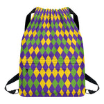 Mardi Gras Harlequin Pattern Print Drawstring Backpack