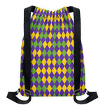 Mardi Gras Harlequin Pattern Print Drawstring Backpack