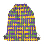 Mardi Gras Harlequin Pattern Print Drawstring Bag