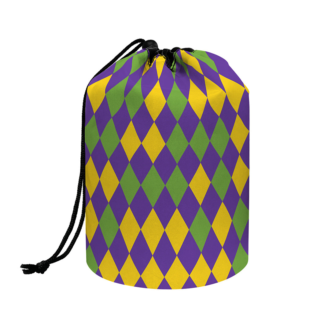Mardi Gras Harlequin Pattern Print Drawstring Makeup Bag