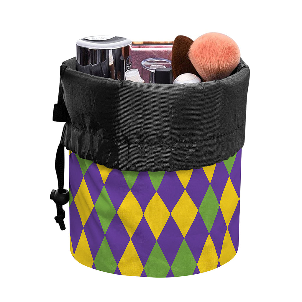 Mardi Gras Harlequin Pattern Print Drawstring Makeup Bag