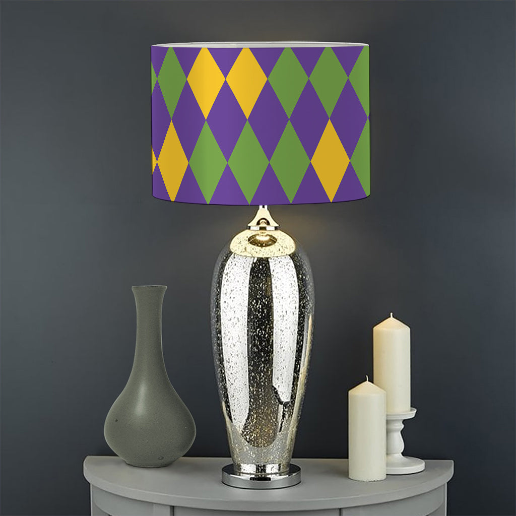 Mardi Gras Harlequin Pattern Print Drum Lamp Shade