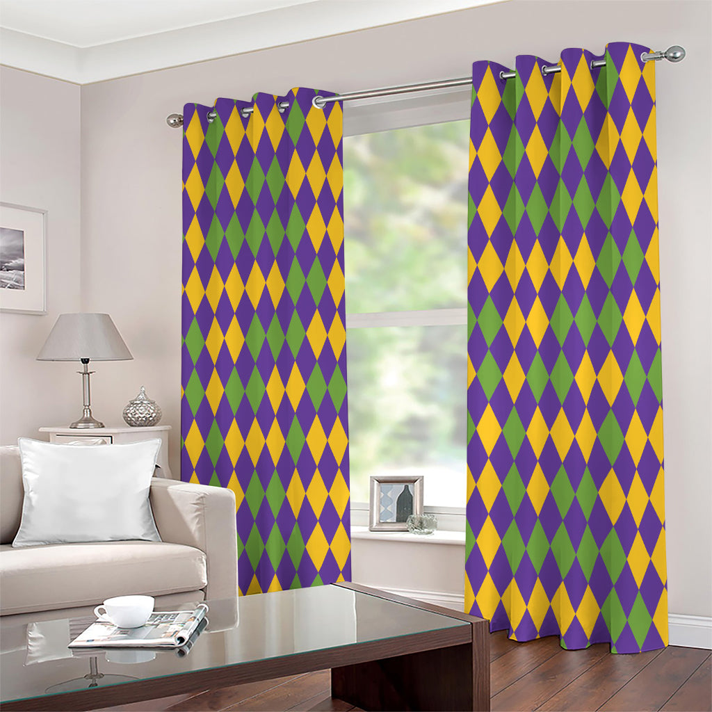 Mardi Gras Harlequin Pattern Print Extra Wide Grommet Curtains