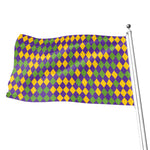 Mardi Gras Harlequin Pattern Print Flag