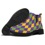 Mardi Gras Harlequin Pattern Print Flat Ankle Boots