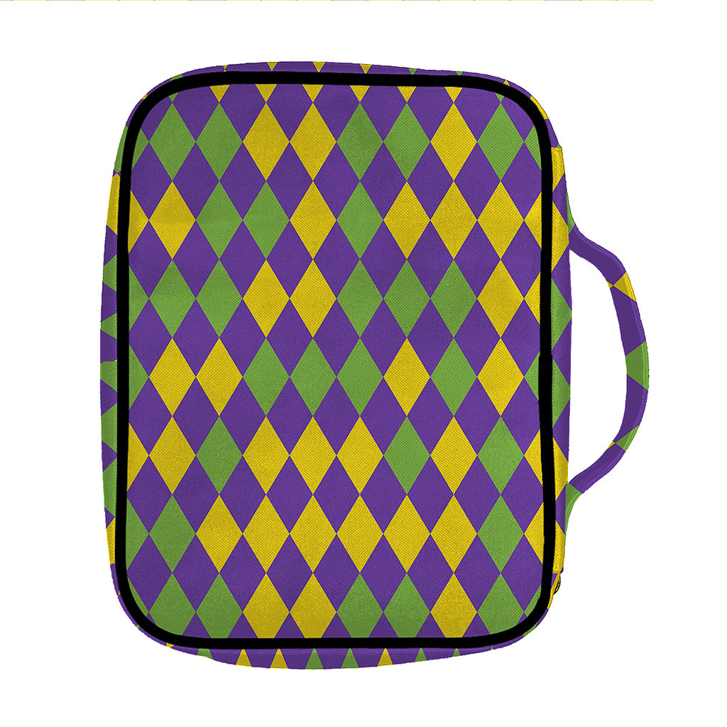 Mardi Gras Harlequin Pattern Print Front Pocket Bible Bag