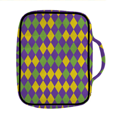 Mardi Gras Harlequin Pattern Print Front Pocket Bible Bag