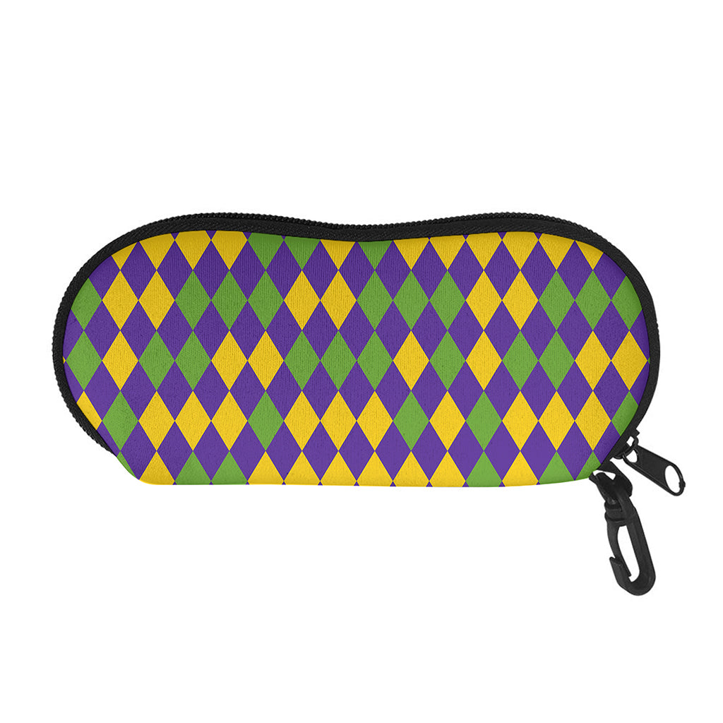 Mardi Gras Harlequin Pattern Print Glasses Case