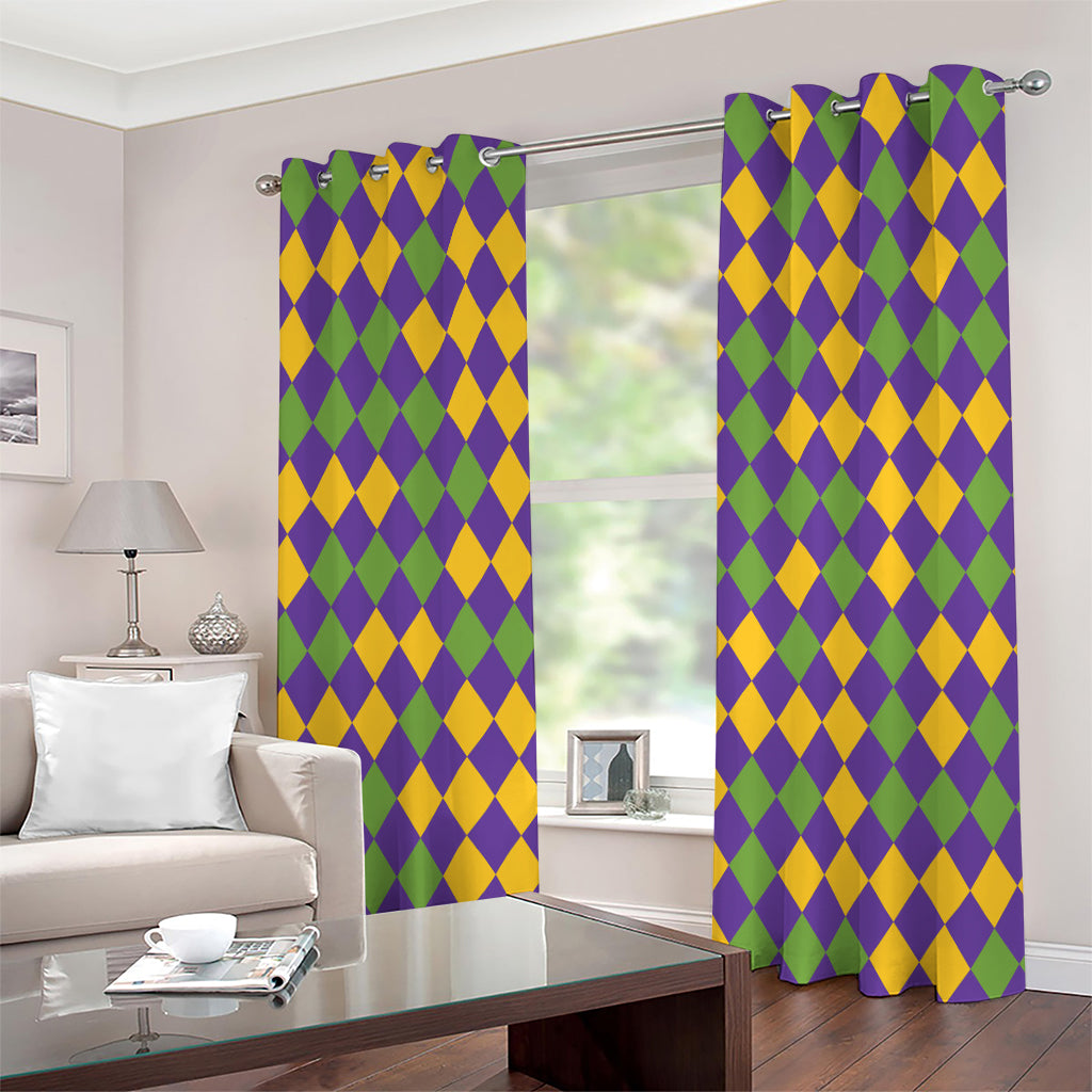 Mardi Gras Harlequin Pattern Print Grommet Curtains