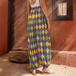 Mardi Gras Harlequin Pattern Print Harem Pants