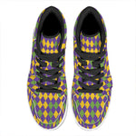 Mardi Gras Harlequin Pattern Print High Top Leather Sneakers