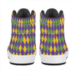 Mardi Gras Harlequin Pattern Print High Top Leather Sneakers