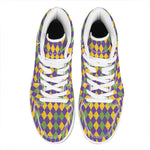 Mardi Gras Harlequin Pattern Print High Top Leather Sneakers