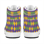Mardi Gras Harlequin Pattern Print High Top Leather Sneakers
