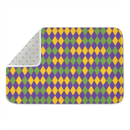 Mardi Gras Harlequin Pattern Print Indoor Door Mat