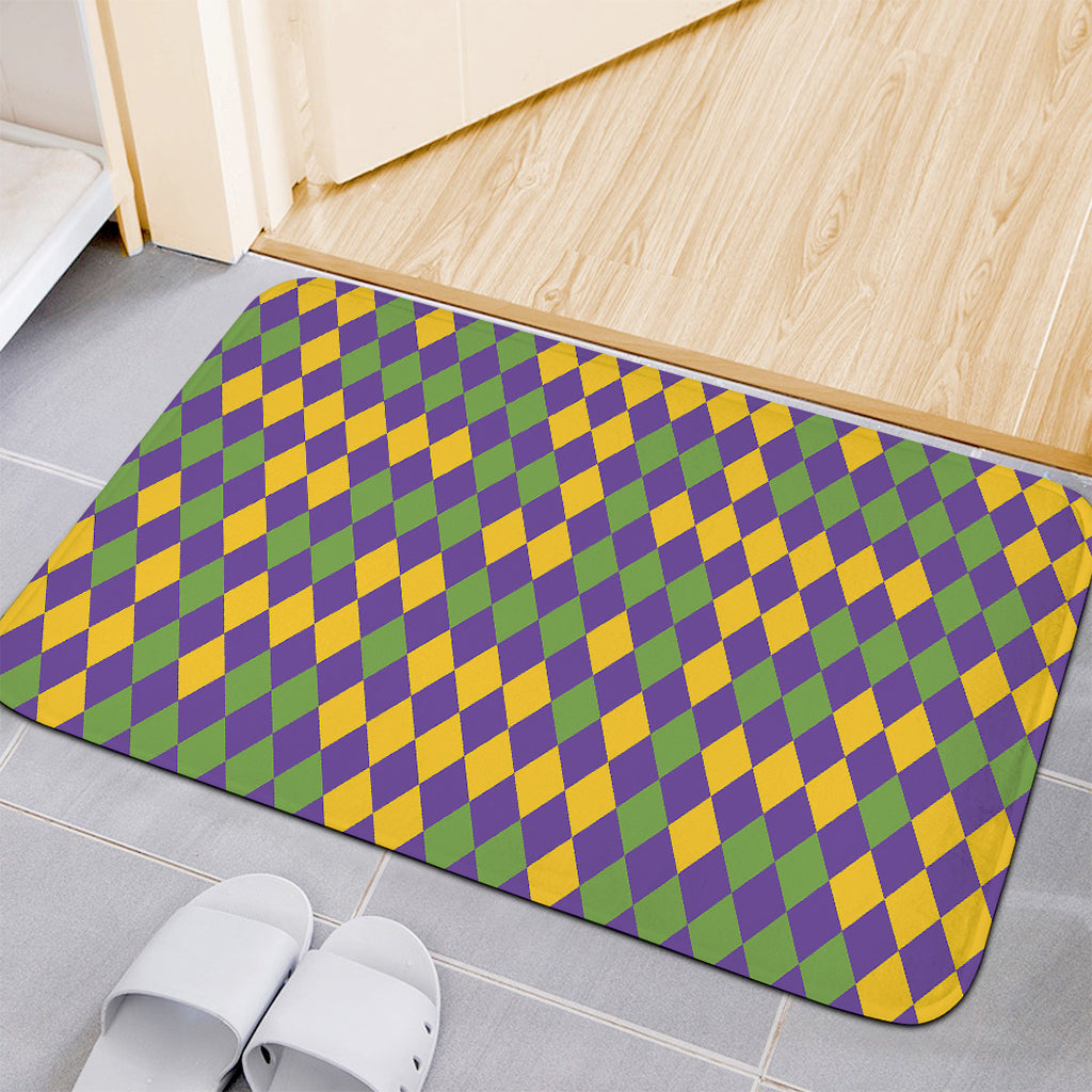 Mardi Gras Harlequin Pattern Print Indoor Door Mat