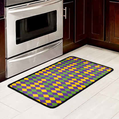 Mardi Gras Harlequin Pattern Print Kitchen Mat