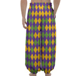 Mardi Gras Harlequin Pattern Print Lantern Pants