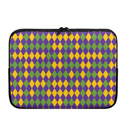Mardi Gras Harlequin Pattern Print Laptop Sleeve