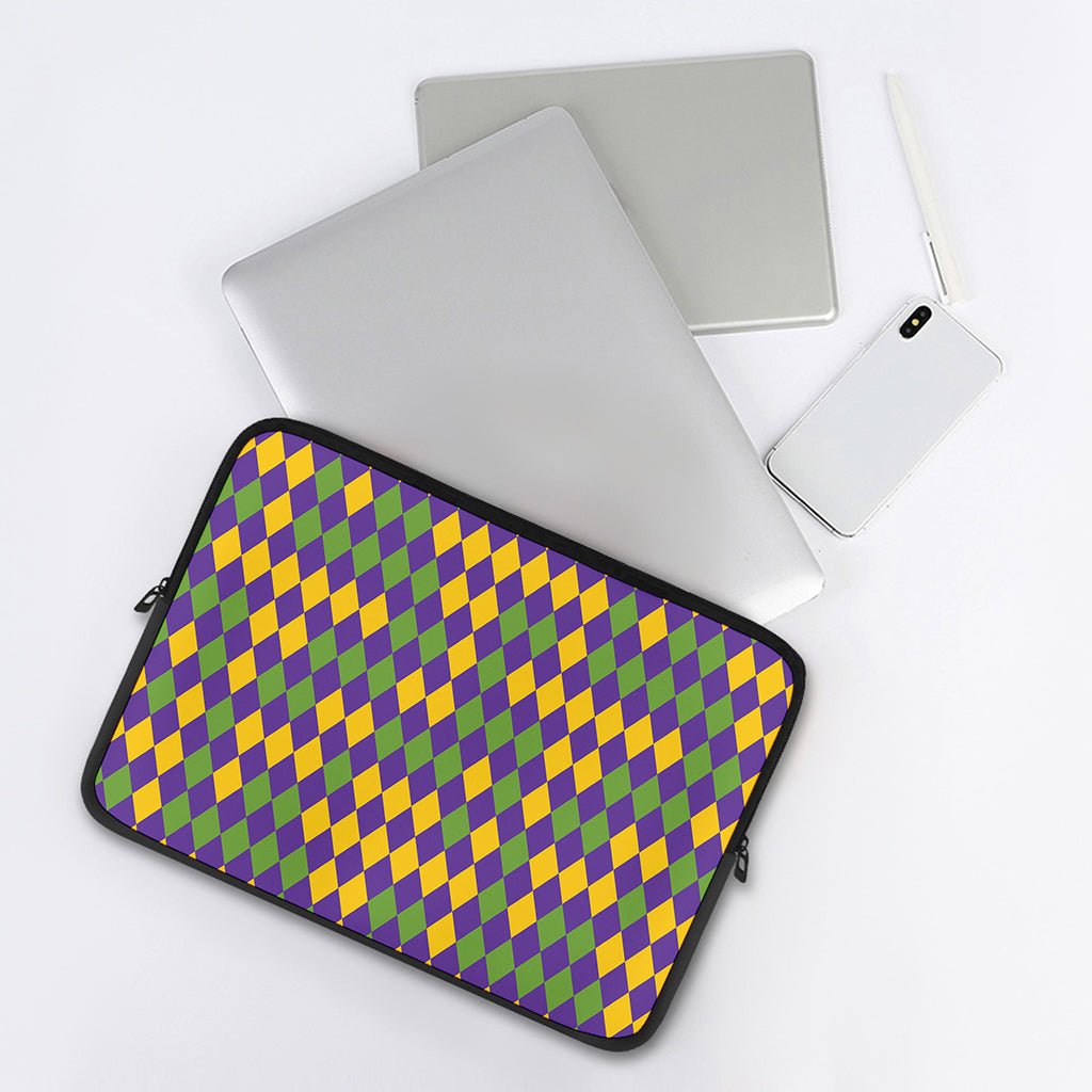 Mardi Gras Harlequin Pattern Print Laptop Sleeve