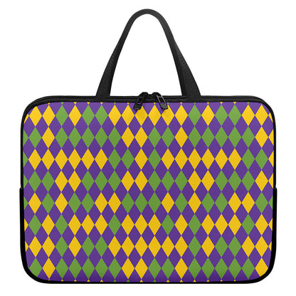 Mardi Gras Harlequin Pattern Print Laptop Sleeve With Handle