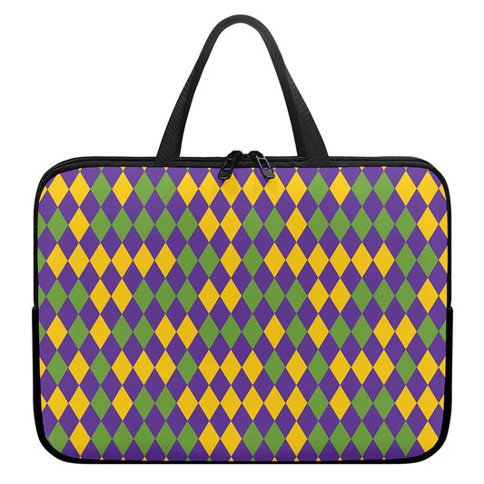 Mardi Gras Harlequin Pattern Print Laptop Sleeve With Handle