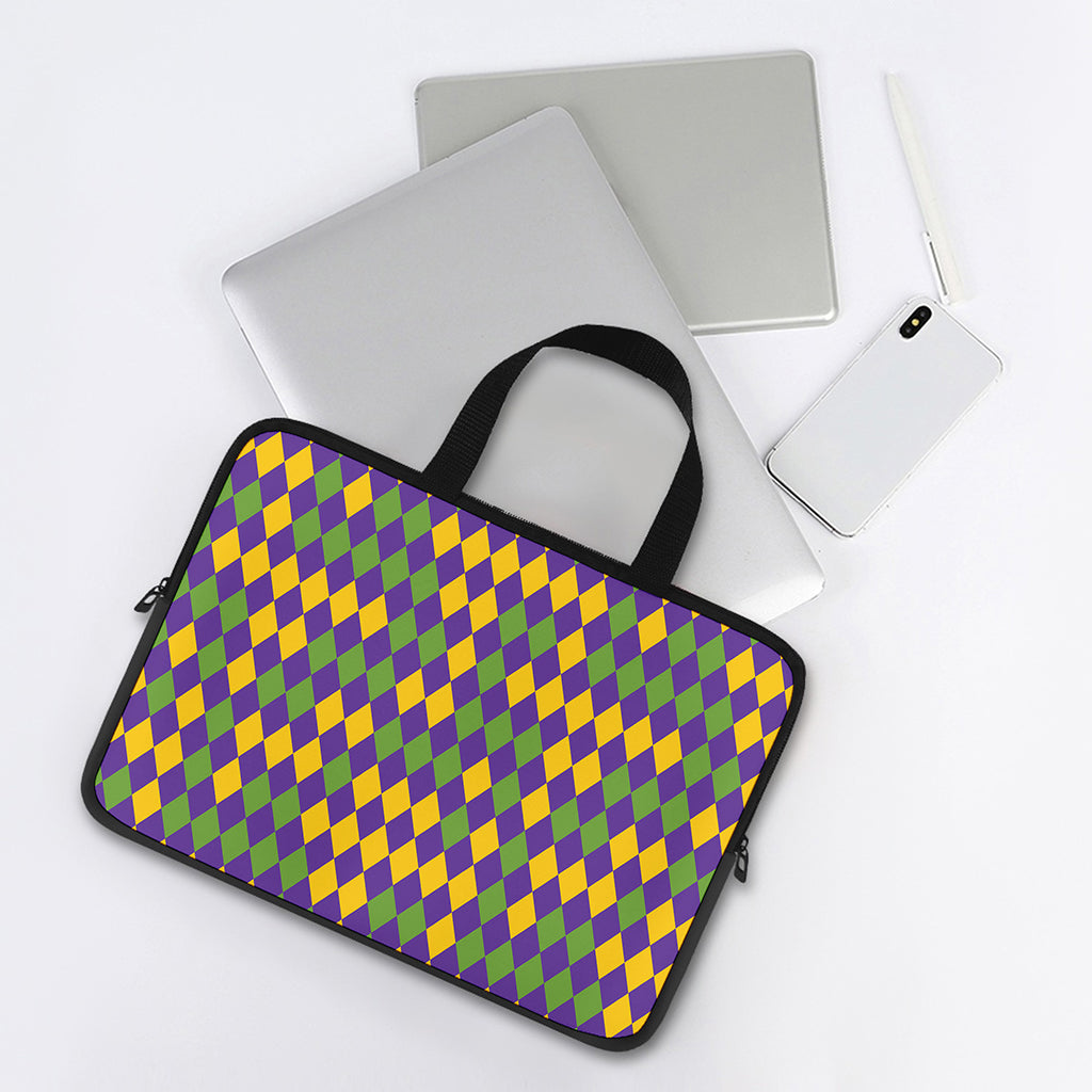 Mardi Gras Harlequin Pattern Print Laptop Sleeve With Handle