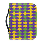 Mardi Gras Harlequin Pattern Print Leather Bible Cover