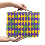 Mardi Gras Harlequin Pattern Print Leather Bible Cover