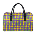 Mardi Gras Harlequin Pattern Print Leather Duffel Bag