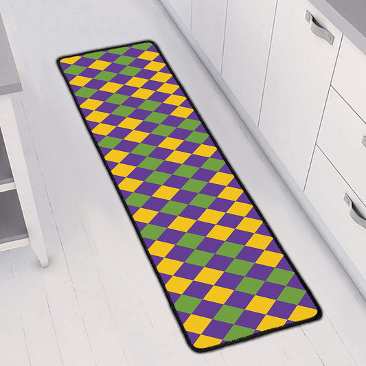 Mardi Gras Harlequin Pattern Print Long Kitchen Mat