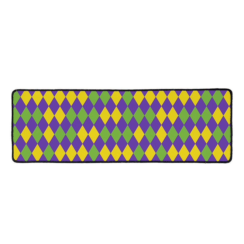 Mardi Gras Harlequin Pattern Print Long Kitchen Mat