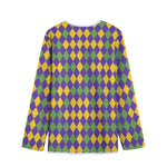 Mardi Gras Harlequin Pattern Print Long Sleeve Short Coat