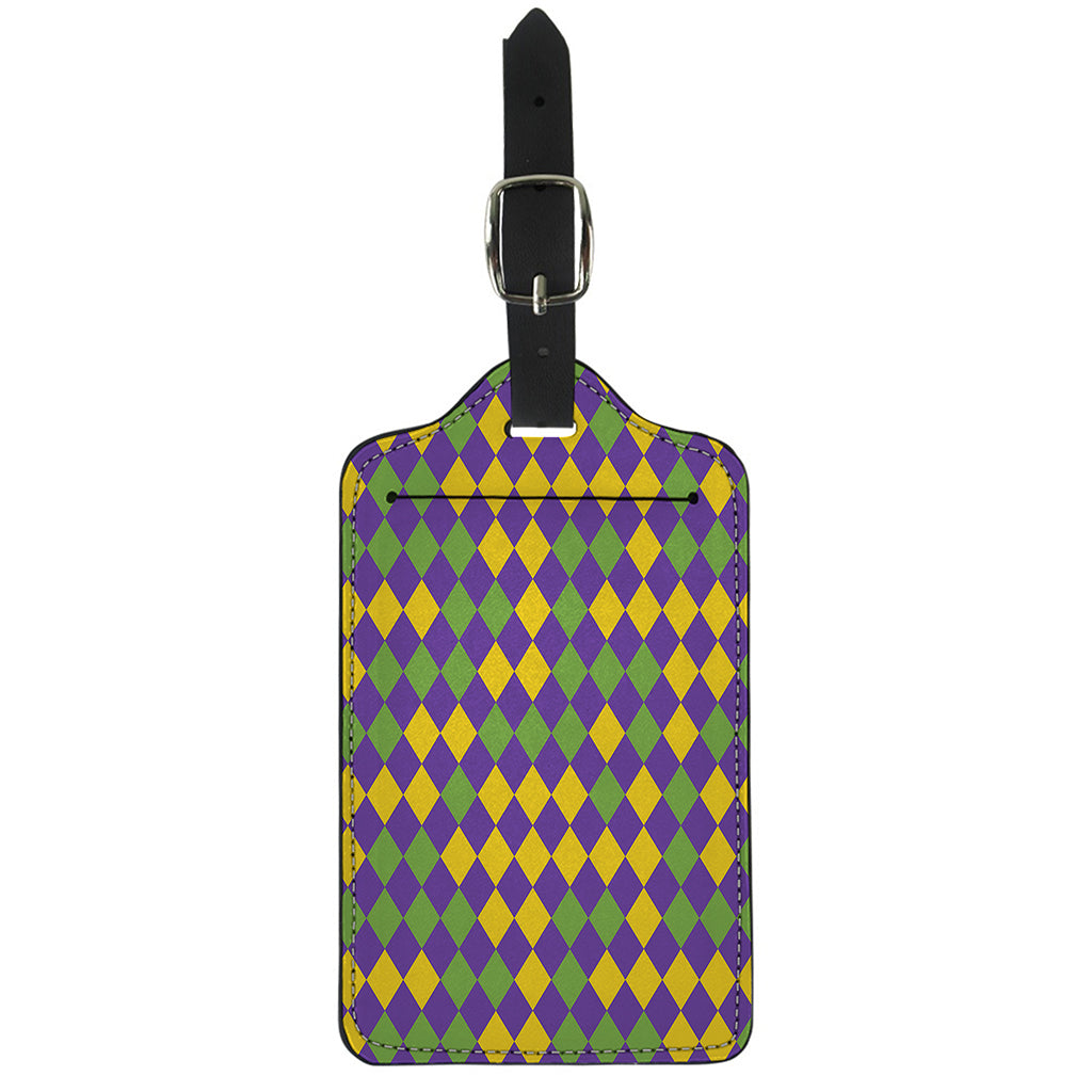 Mardi Gras Harlequin Pattern Print Luggage Tag
