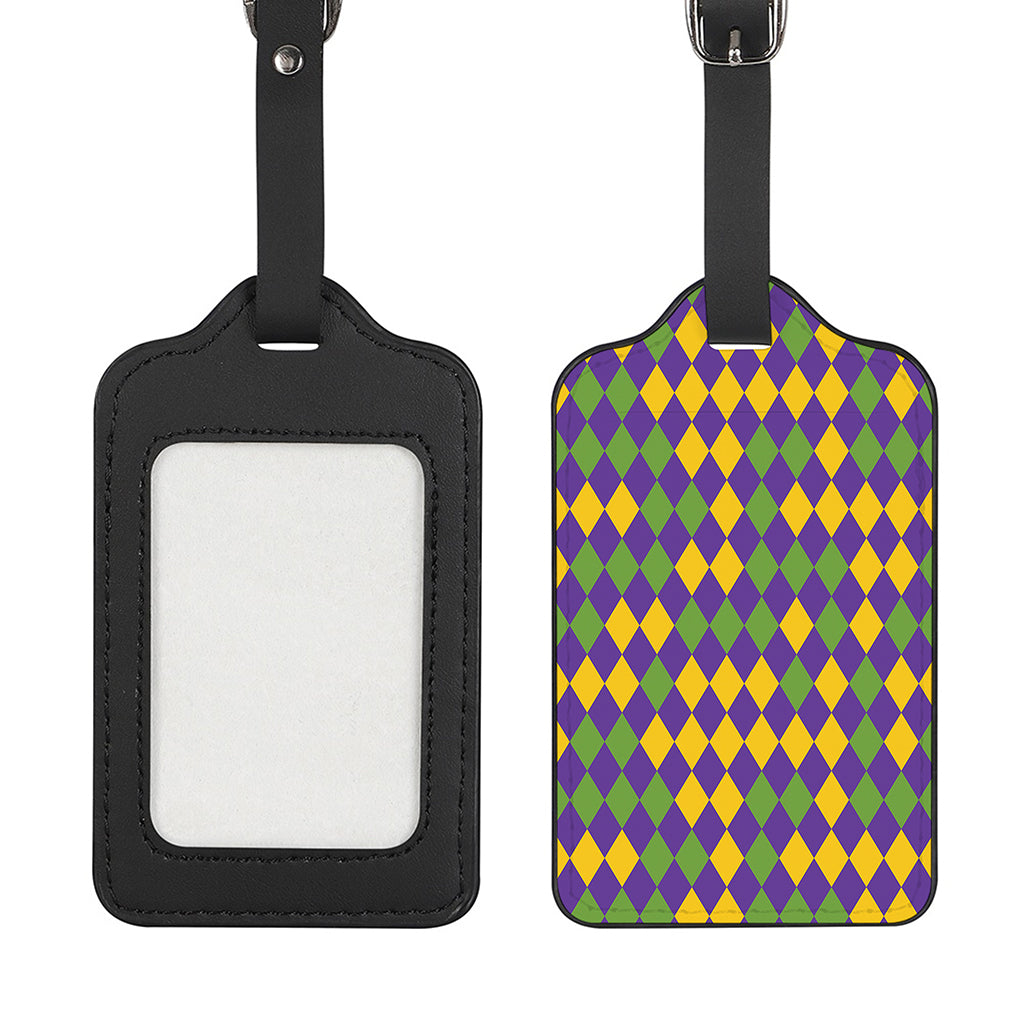 Mardi Gras Harlequin Pattern Print Luggage Tag