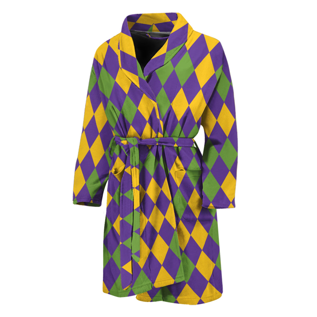 Mardi Gras Harlequin Pattern Print Men's Bathrobe