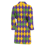 Mardi Gras Harlequin Pattern Print Men's Bathrobe