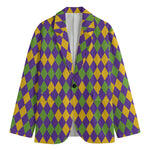 Mardi Gras Harlequin Pattern Print Men's Blazer