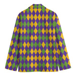 Mardi Gras Harlequin Pattern Print Men's Blazer